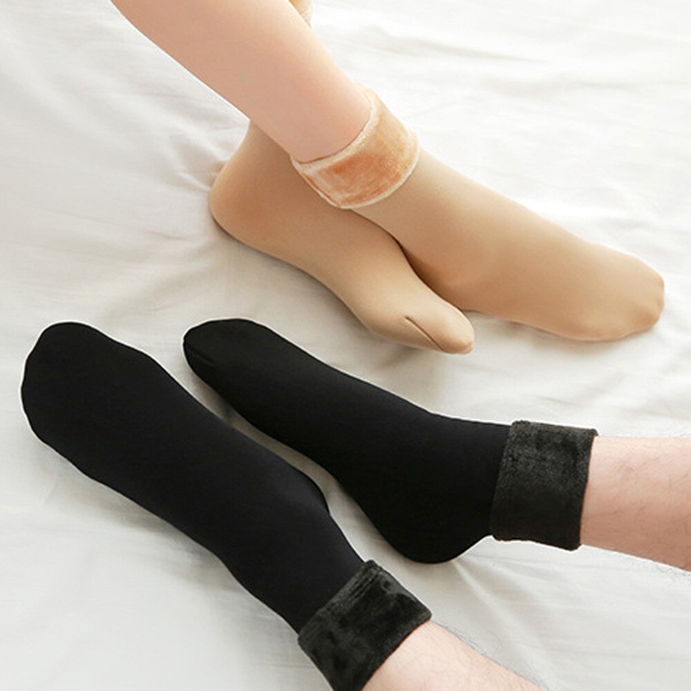 Wool Cashmere Warm Socks Winter Women Cotton Socks With Fleece Floor Socks Carpet Socks Thicken Thermal Soft Casual Solid Socks: 2Pair