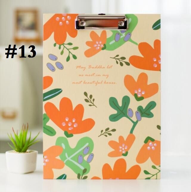 1 unids/lote tablero para carpetas tamaño A4 de dibujos animados de oso gato amigos + flor con clip archivador material escolar