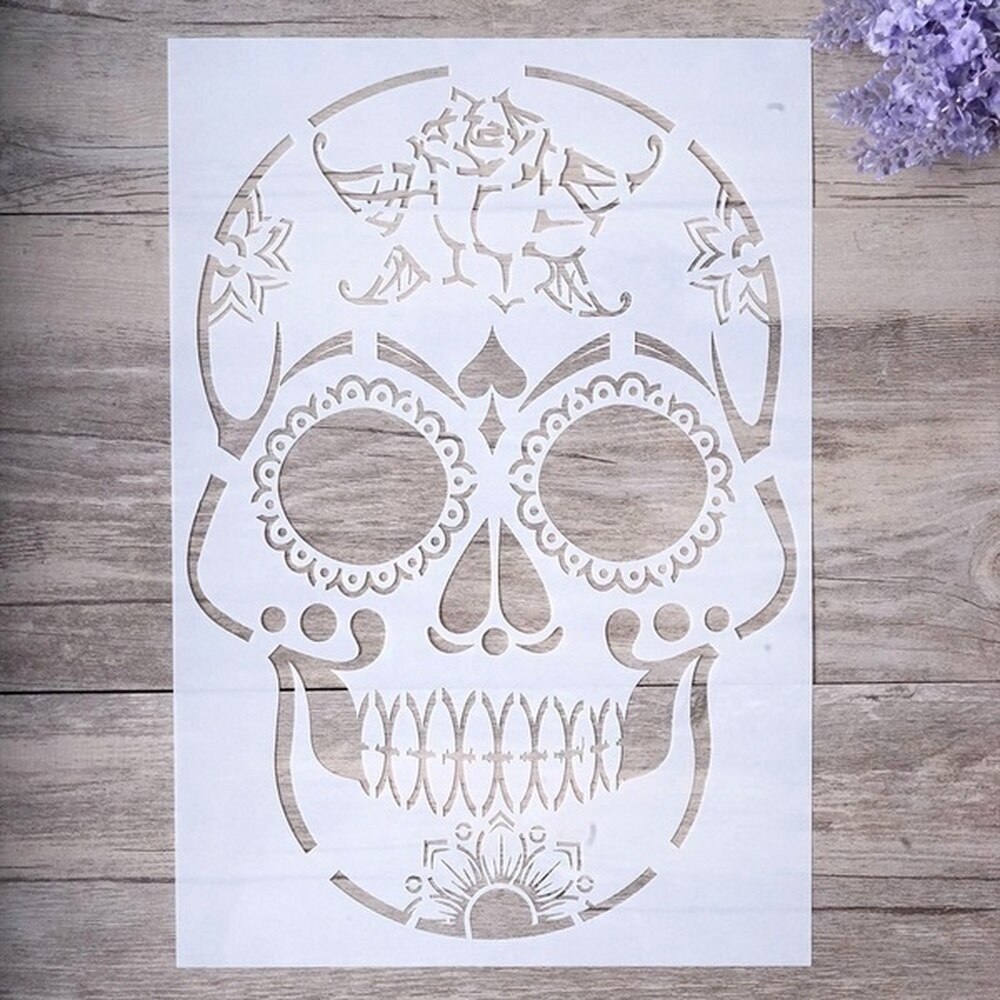 A4 Skull Stencils for Painting on Wood,Fabric,Paper,Airbrush,Walls Art Scrapbooking Stamping Album Embossing Paper Cards