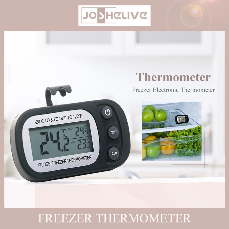 1Pc Koelkast Vriezer Thermometer Met Haak Lcd Digitale Scherm Waterdichte Opknoping Magneet Stand Anti-Vochtigheid Keuken Benodigdheden