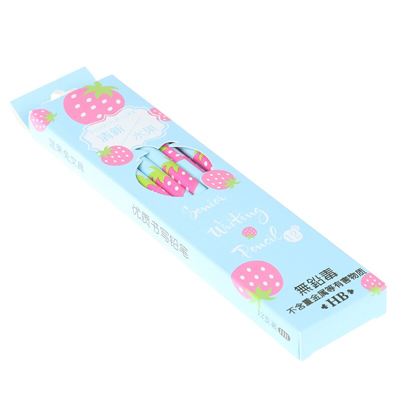 12pcs/box Pencils for Writing Kids Girls School Exam Supplies Cute Stationery: Blue