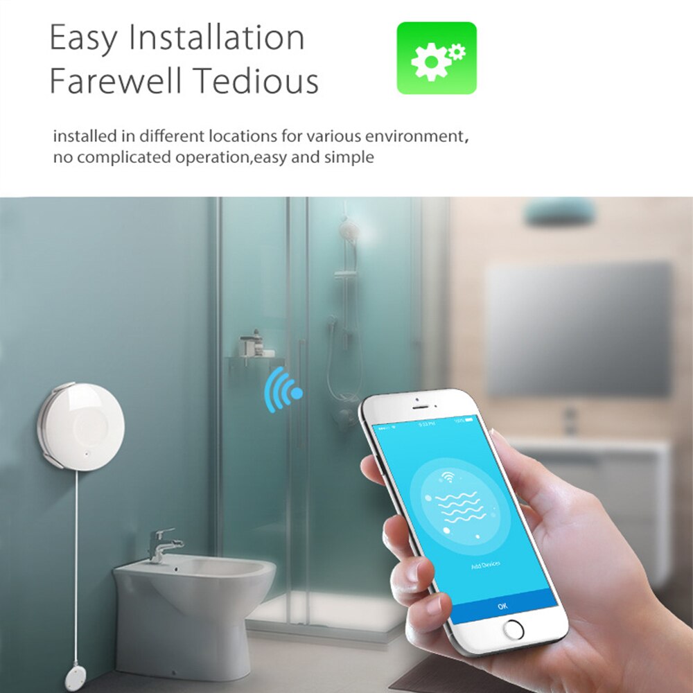 Tuya smart wifi water sensor/water flood sensor Compatible with Alexa,Google Home and IFTTT