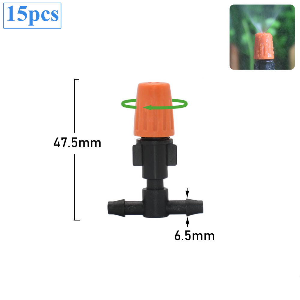 Micro Drip Irrigation Misting Nozzle Adjustable Spray Cooling Sprinkler 1/4 Tee Barb Connector For Garden Greenhouse: MULTI