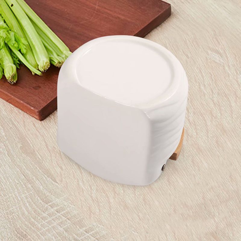 Sucrier, sucrier en céramique avec cuillère à sucre et couvercle en bambou pour la maison et la cuisine moderne, blanc, 8.58 FLOZ (254 ML)