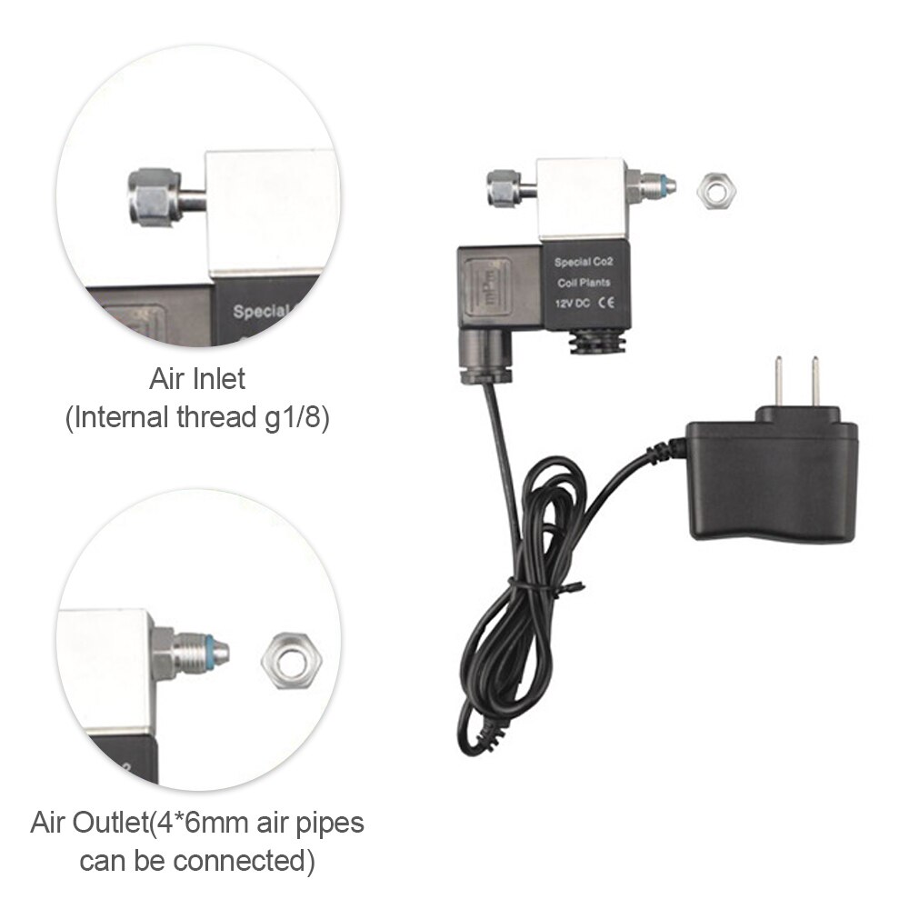 Válvula Solenoide de salida DC 12V, regulador del sistema de CO2 para acuario, válvula magnética eléctrica de baja temperatura para pecera: US-Single Head