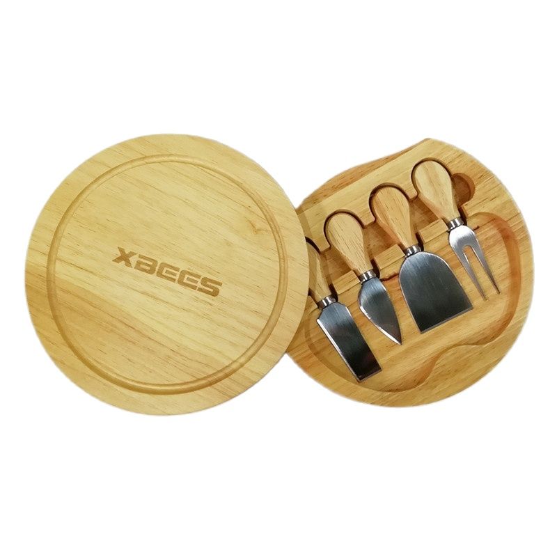 Rubber Wood Cheese Cutting Board Knives Cutter Set Chef Kitchen Tool
