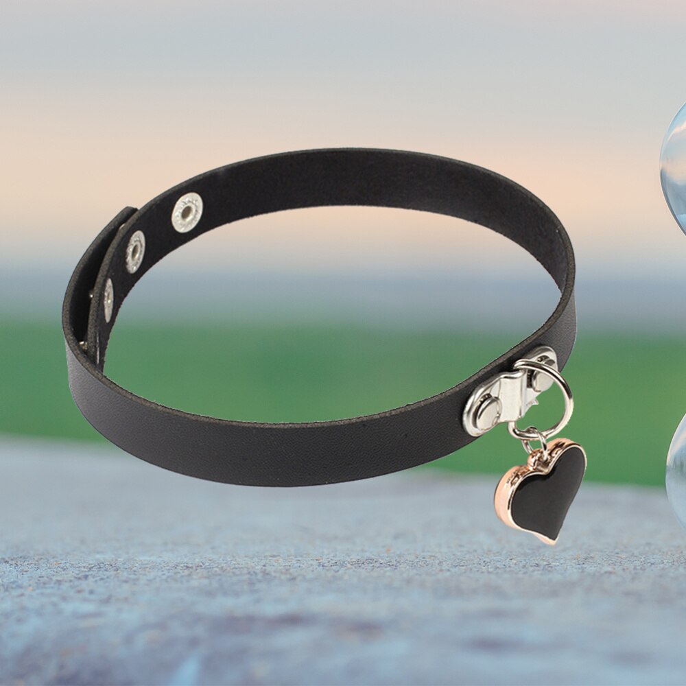 Leren halsketting, stijlvolle verstelbare gothic choker ketting, accessoires voor dames (zwart)