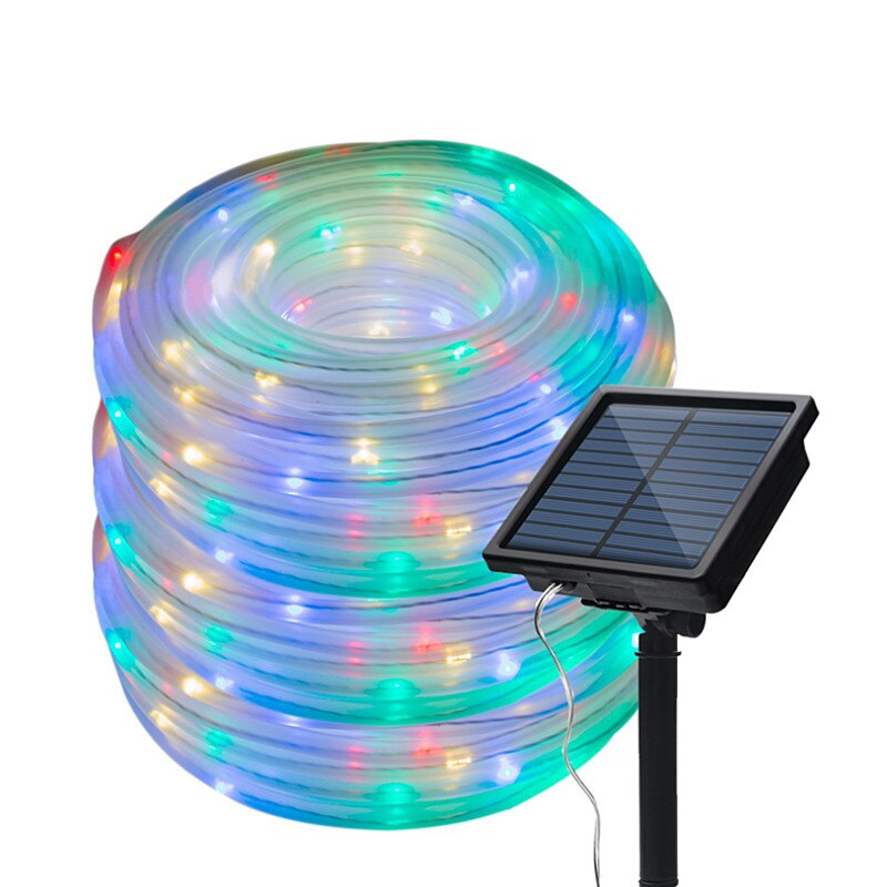 Led trädgård gård solar lampa ljusslingor 7m/12m/22m/32m 300 led fairy julfest krans sol rep tube lamp light: Rgb / 12m 100 lysdioder