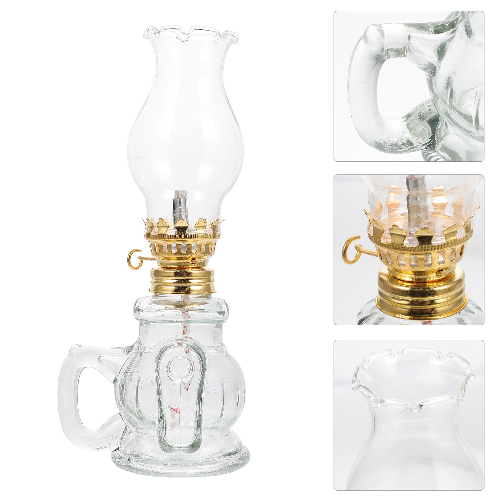 1 Set Household Kerosene Oil Light Retro Oil Lamp Glass Kerosene Lamp with Wicks