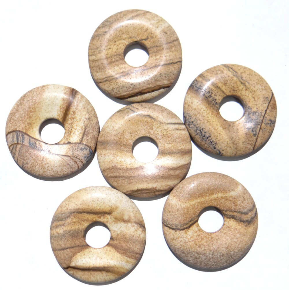 35mm natural stone Striped agates Quartz crystal tiger eye donut charm pendant for diy jewelry making necklace Accessories 1pcs: NO.13