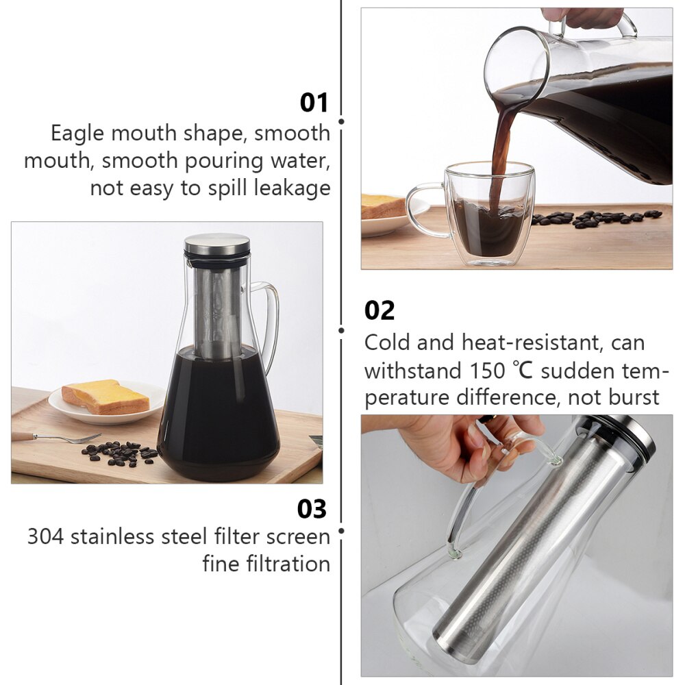 1pc Home Coffee Maker Office Coffee Machine 1600ML Cold Brew Drip Coffee Pot
