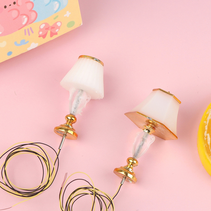 Antike Puppenhaus Miniatur möbel Mini Stehlampe Nacht LED Lampe Licht Tisch lampe mit Batterie kasten Puppenhaus Zubehör
