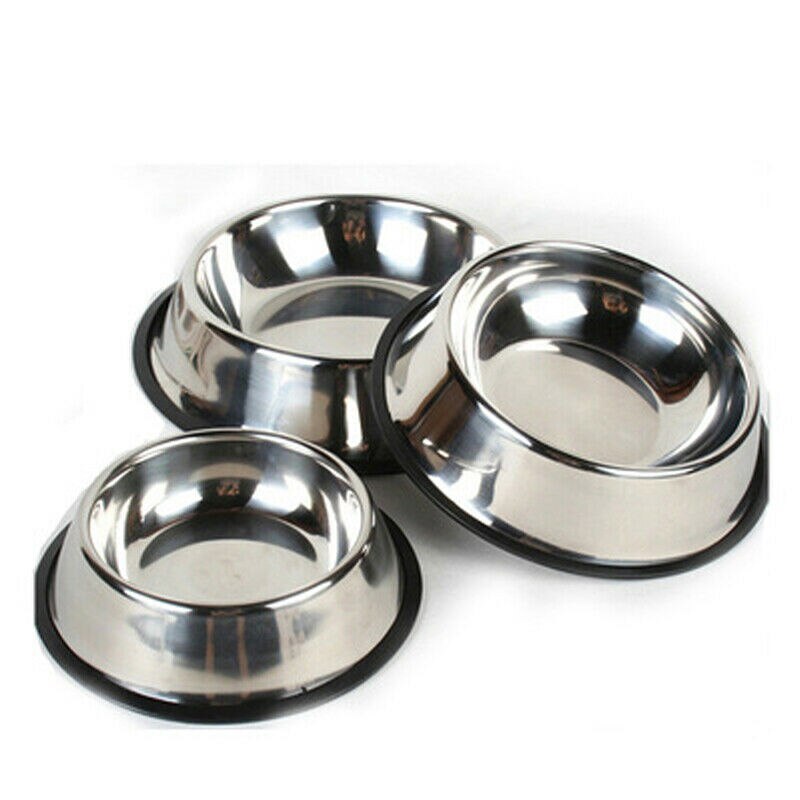 Rustfritt stål valpemater fôr mat vannskål for kjæledyr hund katt q: 26cm