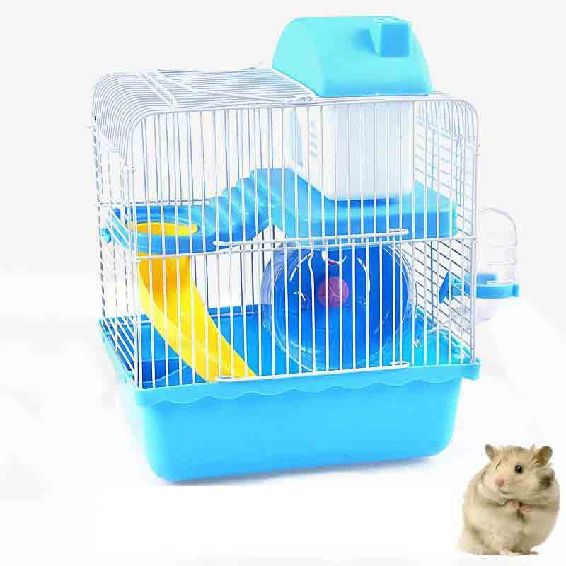Pet bur hamster hytte med gjennomsiktig takvindu dobbeltlags hus for hamster golden hamster pet
