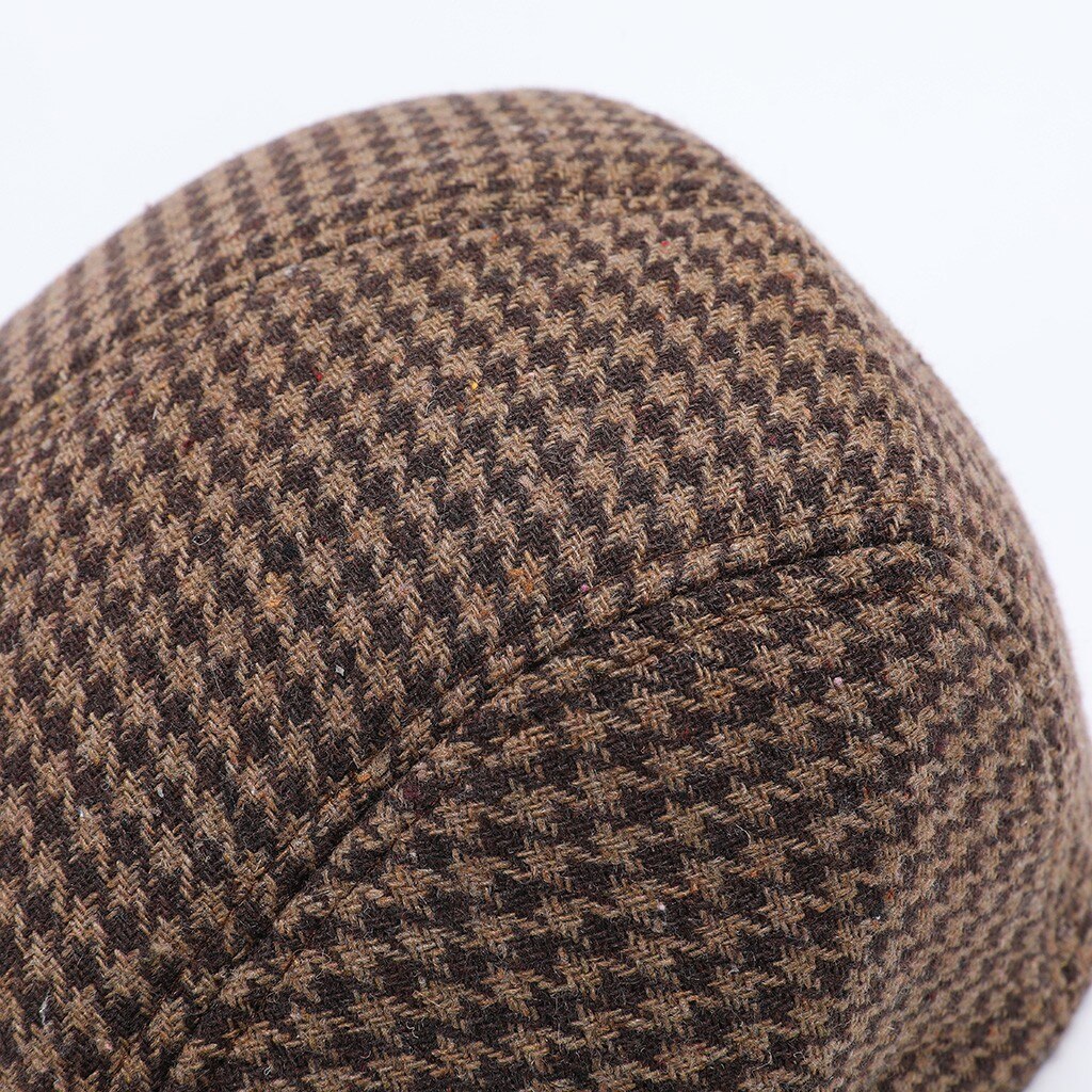 Mannen Vrouwen Soft Houndstooth Retro Hoeden Casul Ademend Winter Warm Comfort Baret # p2