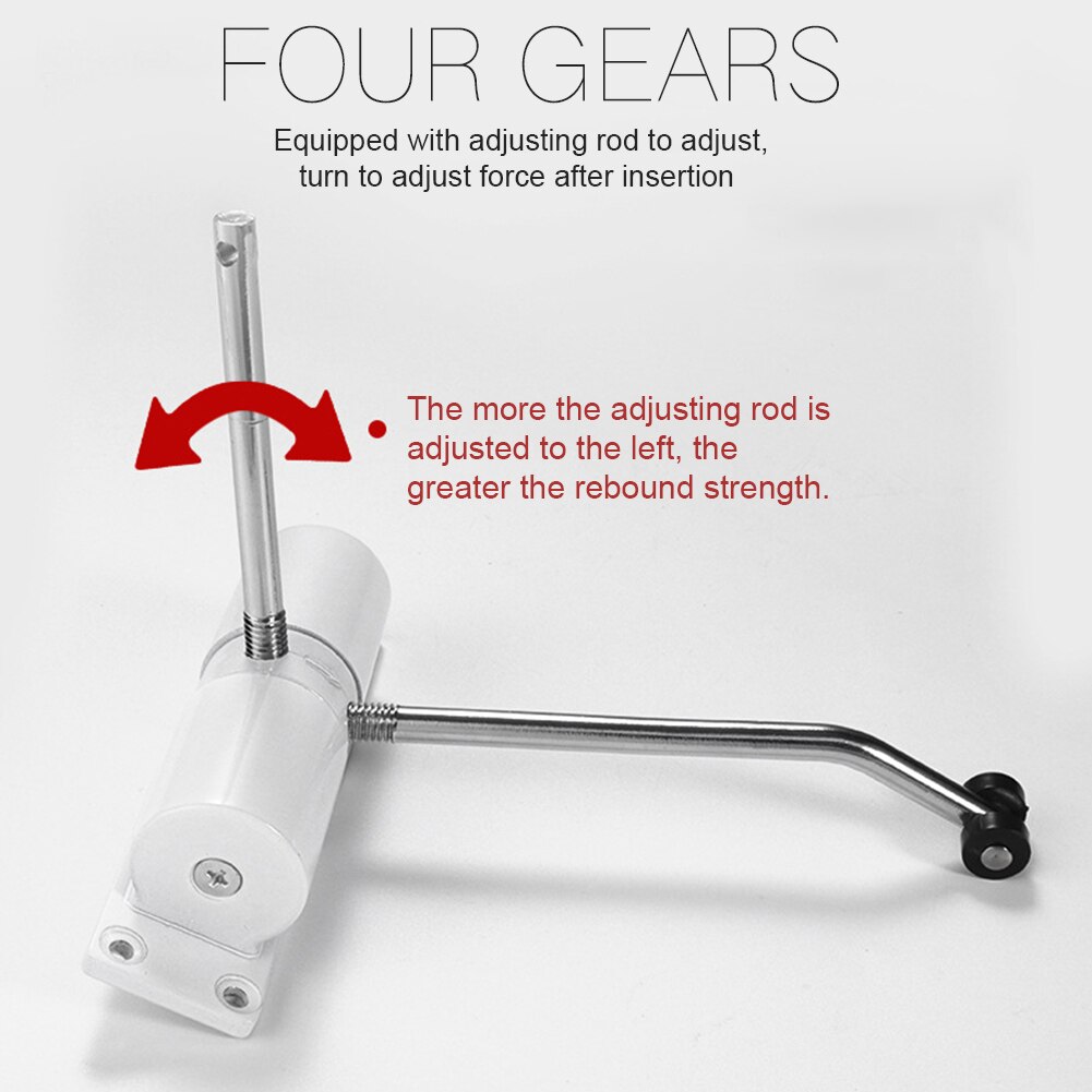 Hardware Gate Home For Residential Automatic Door Closer Heavy Duty Security With Screws Zinc Alloy Low Noise Easy Install: White