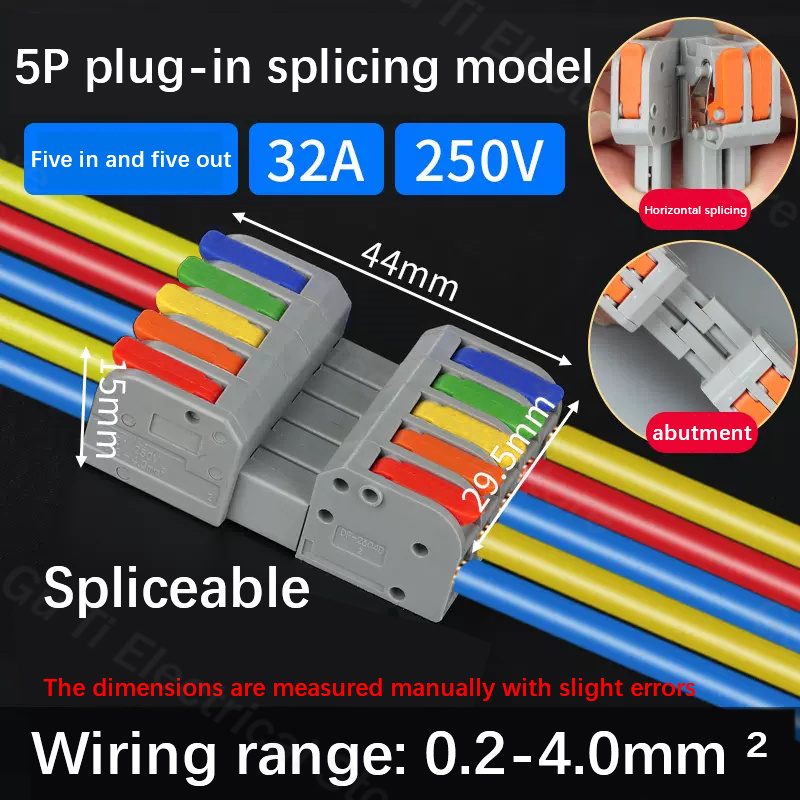Male female docking Mini Quick Wire Connector Universal Compact Electrical Wiring Connectors Push-in Conductor Terminal Block: Silver / 5-9Pcs