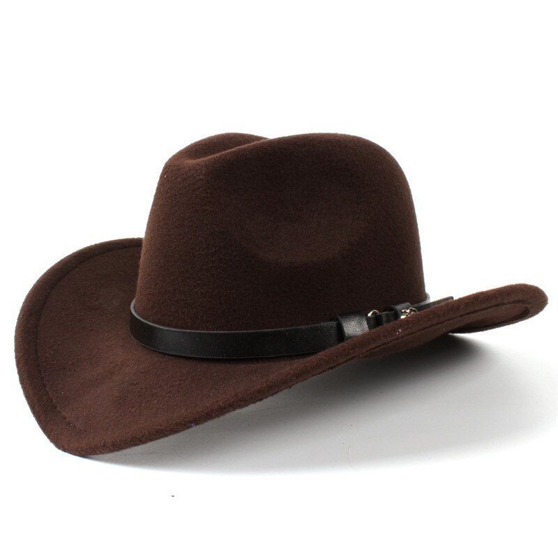 Naiset miehet villahuopa länsimainen cowboy hattu roll-up leveä lieri jazz cowgirl sombrero caps sie 56-58 r18: Kahvia