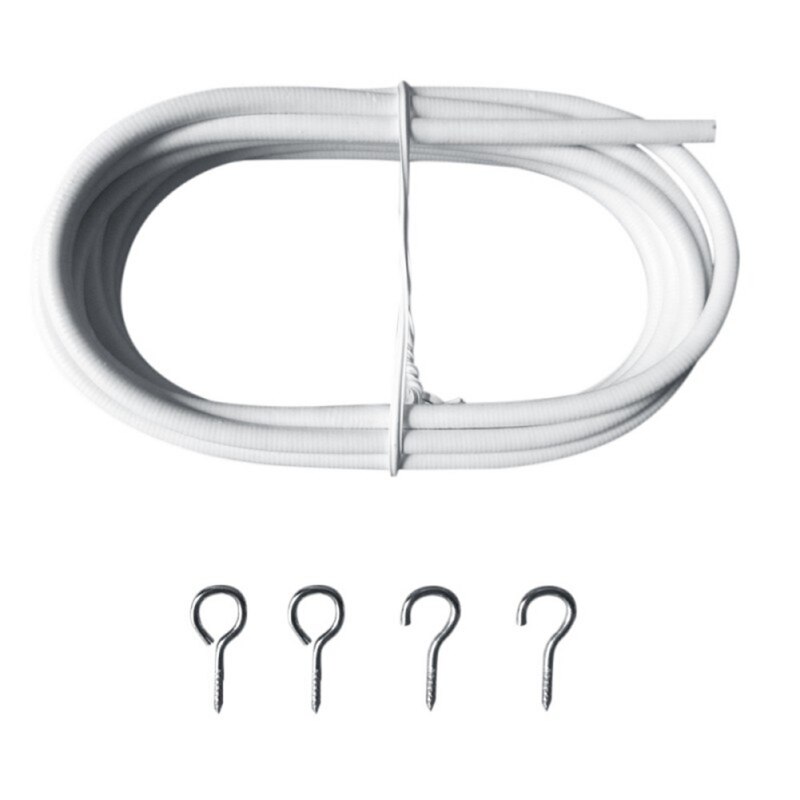 2/4 m Window Net Curtain Wire Spring Cord Cable Kit Spring Curtain Rope + 2 Pair Hooks & Eyes Replaceable Curtain Accessories