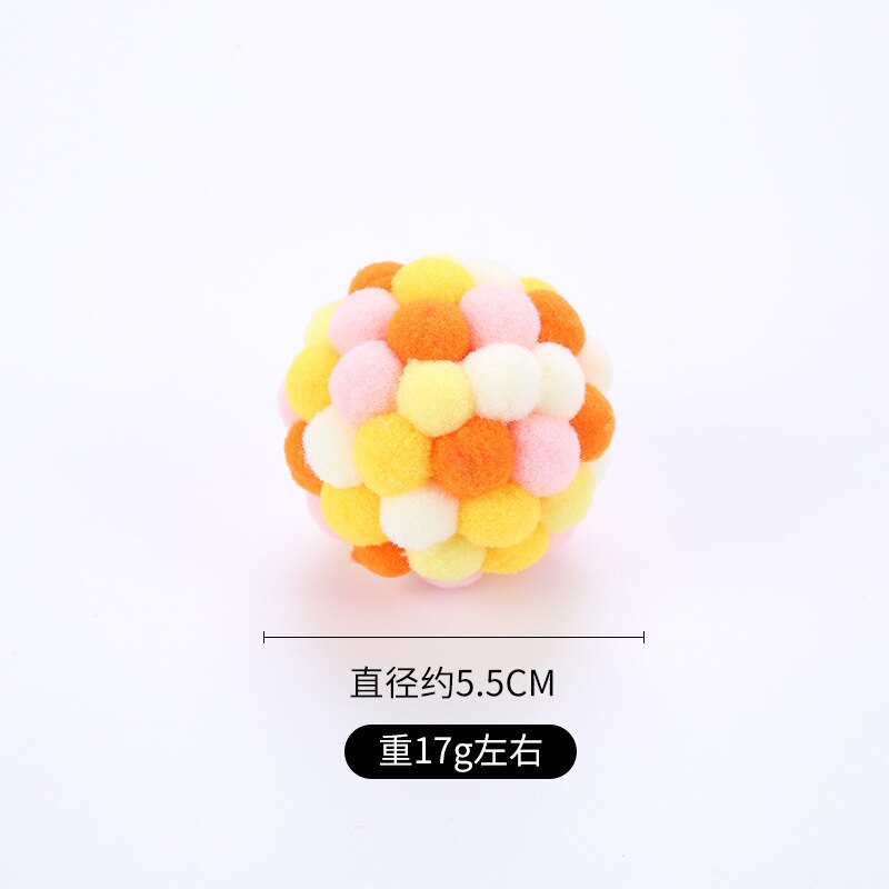 Kat Speelgoed Kleurrijke Handgemaakte Bouncy Bal Kitten Speelgoed Pluche Bell Bal Muis Speelgoed Planeet Bal Kat Speelgoed Interactieve Huisdier levert: M pink orange