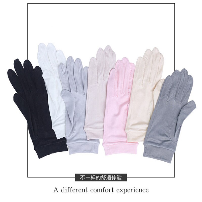 Gants d&#39;été en soie de mûrier 100% naturel pour femmes, Ultra fins, respirants, protection solaire hydratante, Anti-UV, mitaines de conduite, GL046