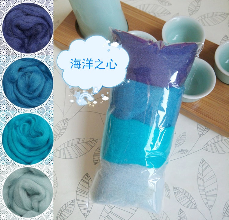 COLOR-BLUE 4 COLOR/Combo Merino Wool Fibre Roving ... – Grandado