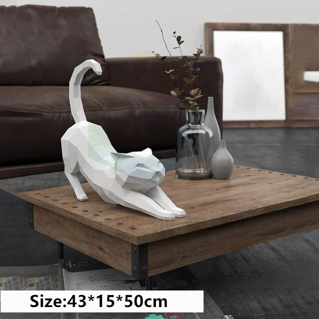 70cm beau chat papier 3D bricolage manuel décorations pour la maison décoration murale fait à la main mignon géométrique papier figurines d'action jouets: C