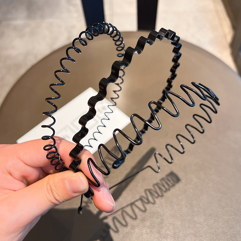 1 st hårband unisex vågformat hårband ansiktstvätt huvudbonad hårring enkelhet halkfri svart metall spiralband
