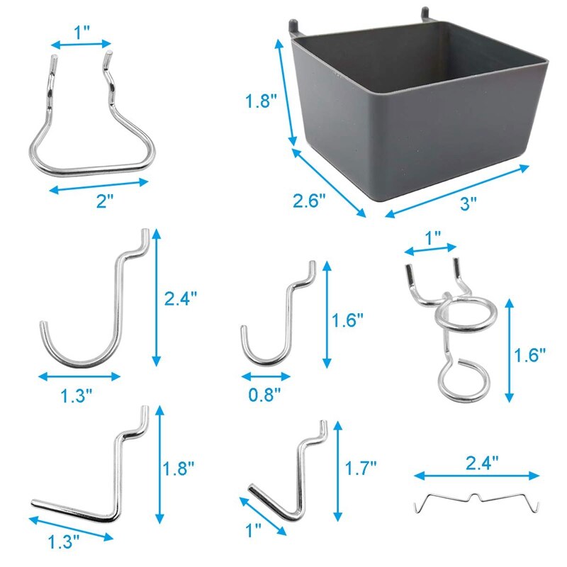 Szs 80- delade pegboard krokar sortiment med pegboard lådor, peg lås, för att organisera olika verktyg för köket pysselrum