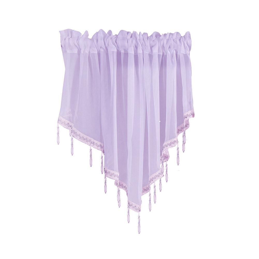 Cortina corta con forma de triángulos de colores sólidos, cenefa romántica para ventana, cocina, sala de estar, dormitorio, accesorios de decoración: Light Purple