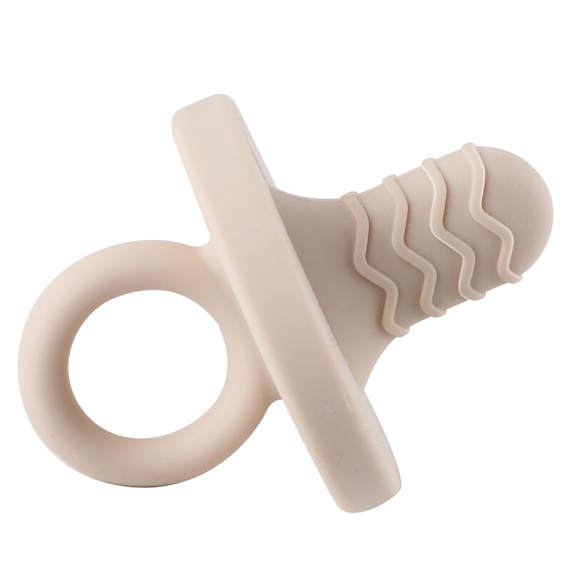 2pc Baby Silicone Nipple Bpa Free Dummy Pacifier Food Grade Teether Baby Pacifier Clip Holder Soother Nipple Nursing Teether Toy: 2pcs beige