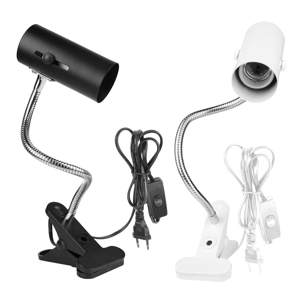 Tortue aquarium Reptile chauffage support de lumière 360 degrés Rotation E27 lampe-douille ampoule clipsable avec couvercle de pince de lampe