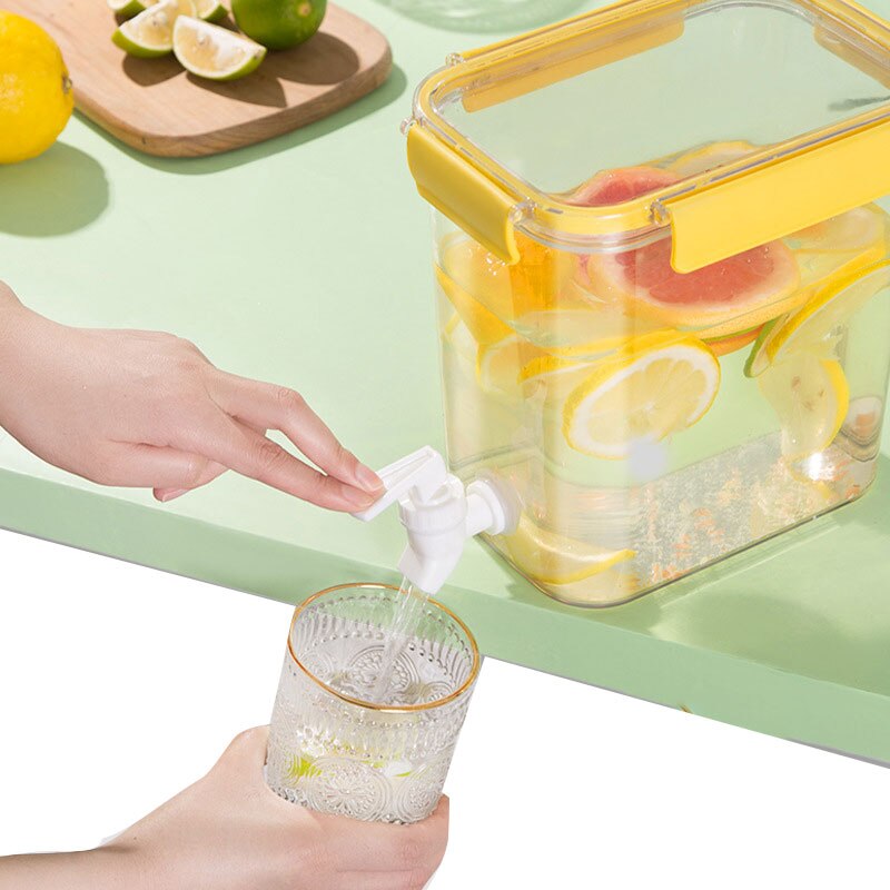 Cold Water Jug With Tap Water Beverage Dispenser Fruit Teapot Tank Refrigerator Plastic Kettle Pot Cold Water Jug For Lemonade