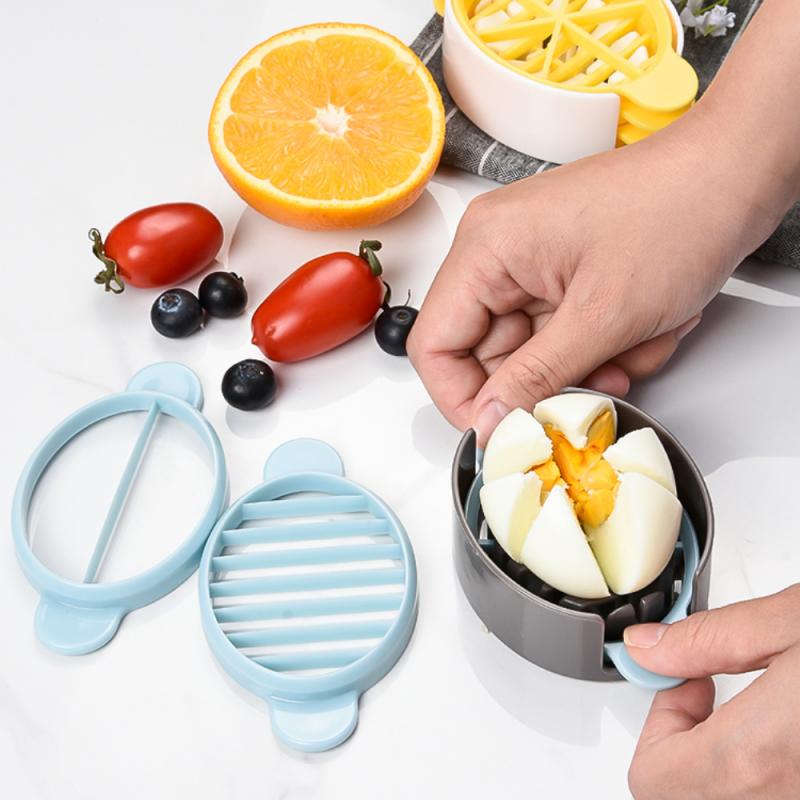2 Colors Three In One Wheat Straw Egg Cutter Convenient Multifunctional Split Device Food Divider Slicer Egg Slicer Tool
