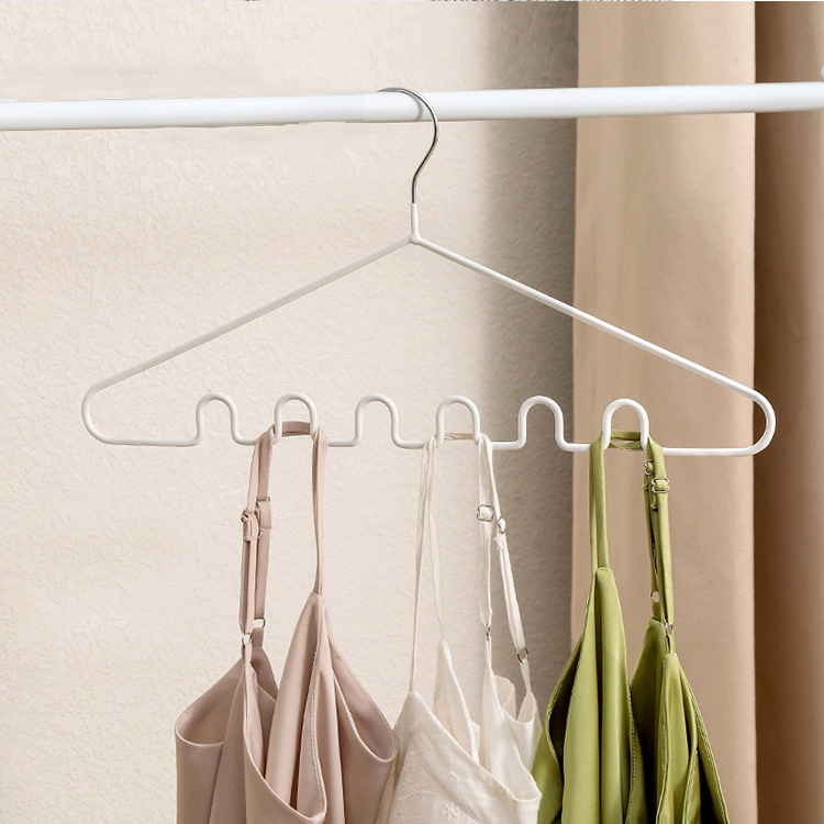 Multifunctional hanger non-slip metal clothes set hanger bra underwear scarf hanger hook: WHITE