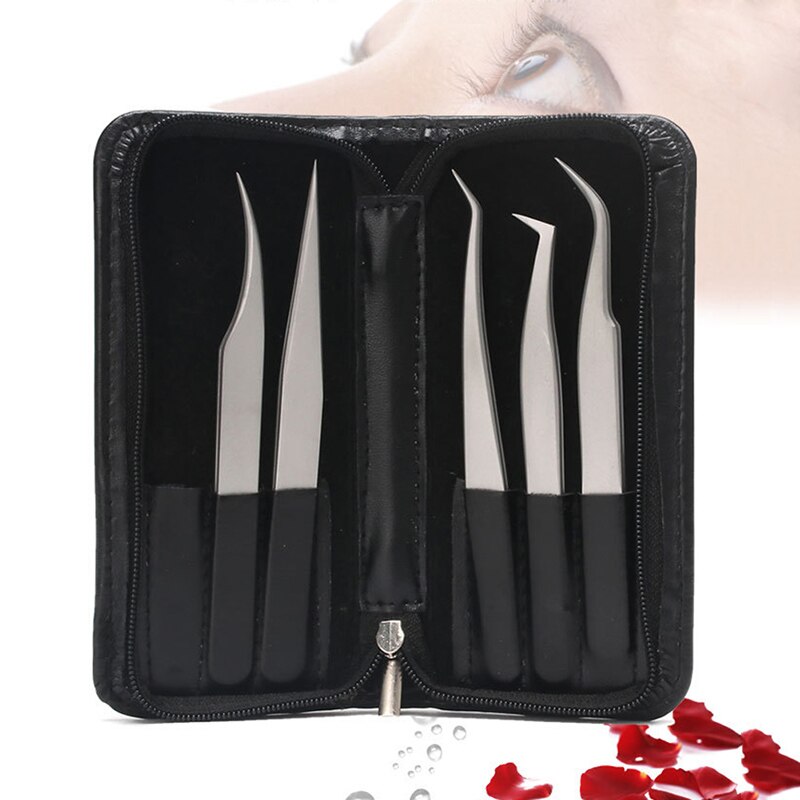 5Pcs Precision Tweezers Set Anti-Static Stainless Steel tweezers Kit for Craft Jewelry Eyebrow Eyelash Extension