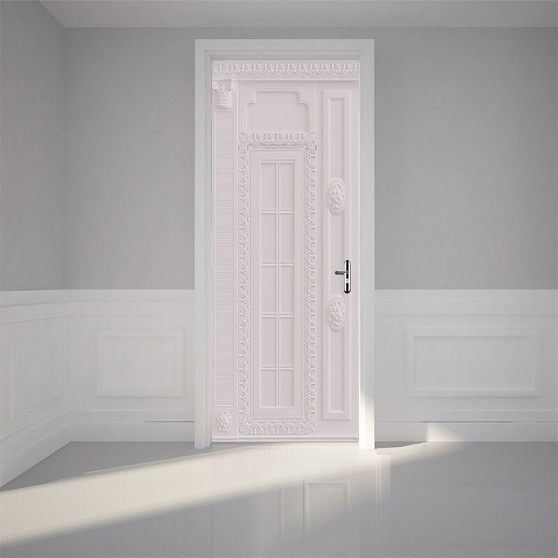 Autocollants de porte 3D de Style grec antique, décoration murale en plâtre sculpté pour porte de chambre à coucher, porche: 77x200 cm