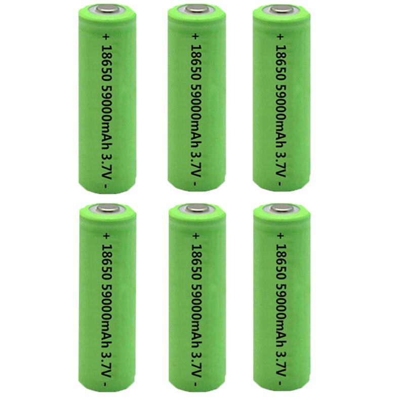 1-10PCS 59000mAh 18650 Factory Directly 3.7V High-capacity Lithium Ion Rechargeable Battery for Headlight Flashlight Charge: 6PCS Battery