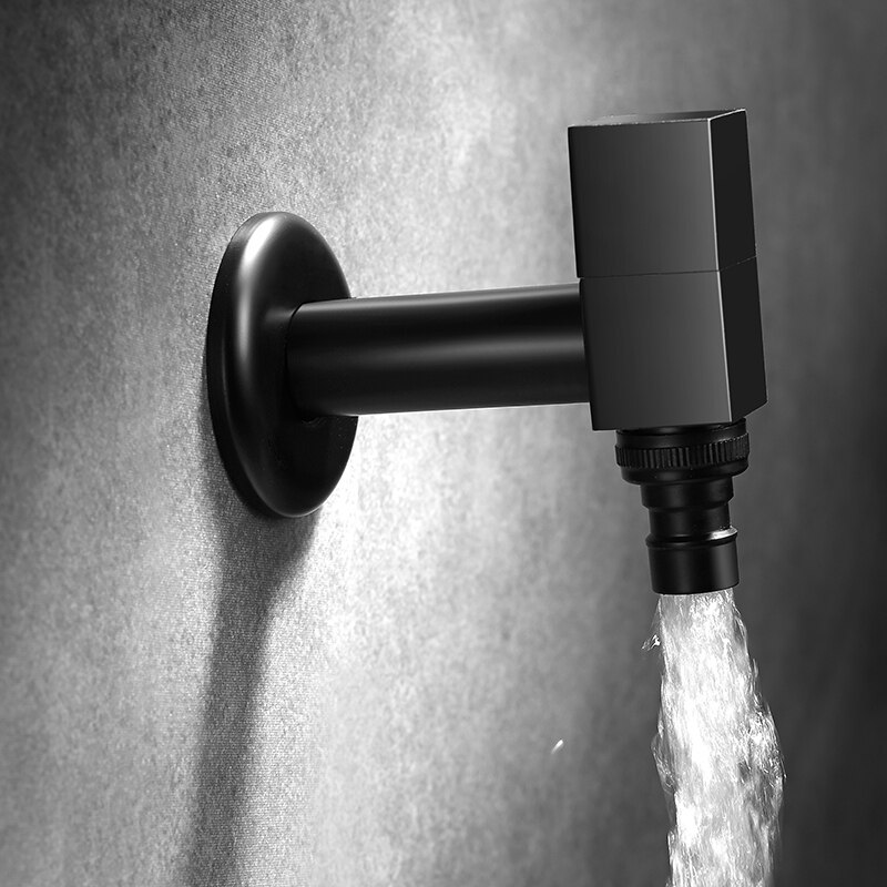 Dubbele kraan een in twee uit wasmachine kraan splitter dubbele kraan buiten messing kranen buiten dubbele controle hoek klep voor gootsteen, zwart A (kleur: zwart B