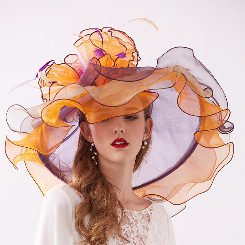 Sombreros de boda a la Para Novias sombreros de noche elegantes para Mujer Accesorios formales para el cabello de boda 9 colores para novia: Naranja