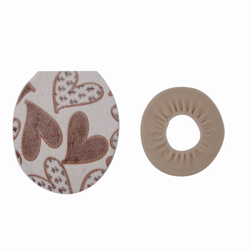 Twee Stukken Sets Katoen Linter Toilet Seat Cover en Tapijt Washroom Set decoratieve wc stoelhoezen deksels Promoties: Brown