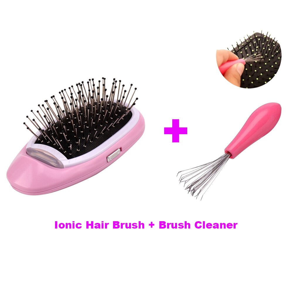 Ionic Hair Brush Portable Electric Hairbrush Anti Static Magic Negative ion Hair Massage Comb no more frizz Hair Styler: Light Pink