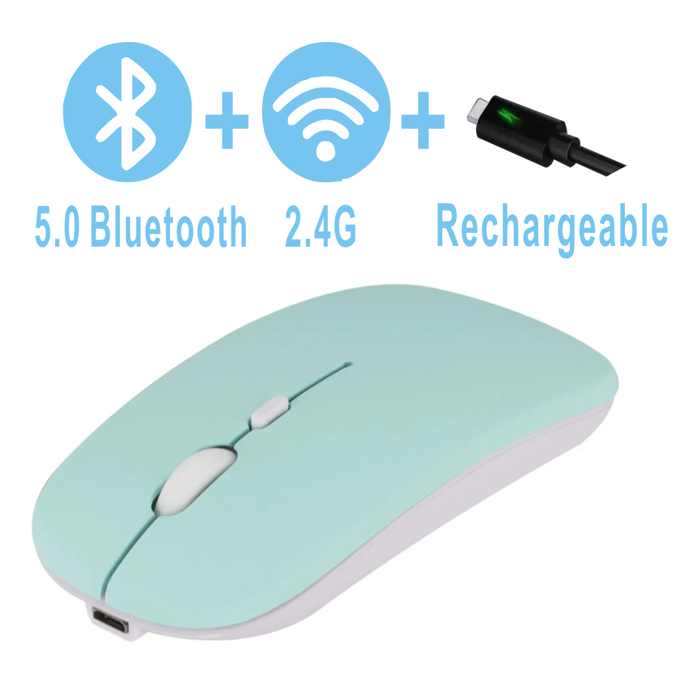 Mysz bezprzewodowa ładowalna Bluetooth podwójny tryb 5.2 cicha gra komputerowa ergonomiczny gracz 2.4 USB 3-DIP do laptopów PC