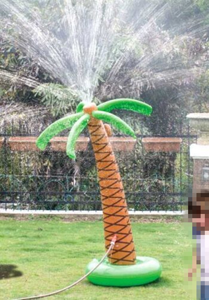 Hawaii Aufblasbare Kokospalme Baum Spielzeug Wasser Sprinkler Spielzeug 160CM Aufgeblasen freundlicher Sandstrand Eimer Party Dekorationen Spaß Spielzeug