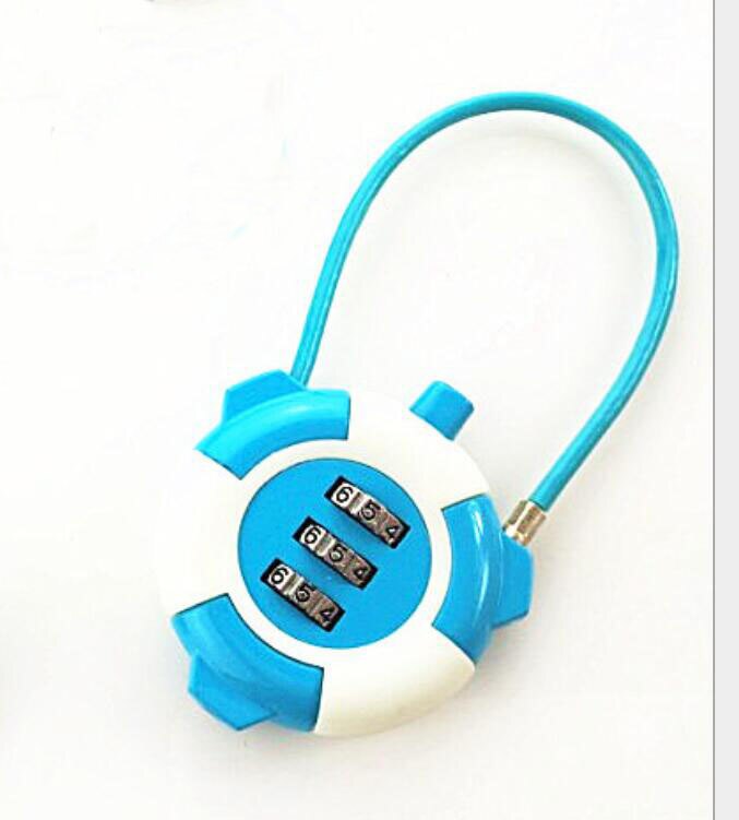 Mini Luggage Bag Zip Diary Notebook Combination Wire Rope Cable Lock Cartoon: Sky Blue