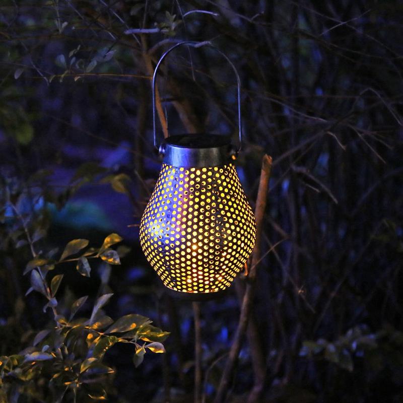 Retro tuinzonnelamp, uitgeholde esdoornbladschaduwlantaarn, hangende holle verlichting, waterdichte buitenlamp voor in de tuin