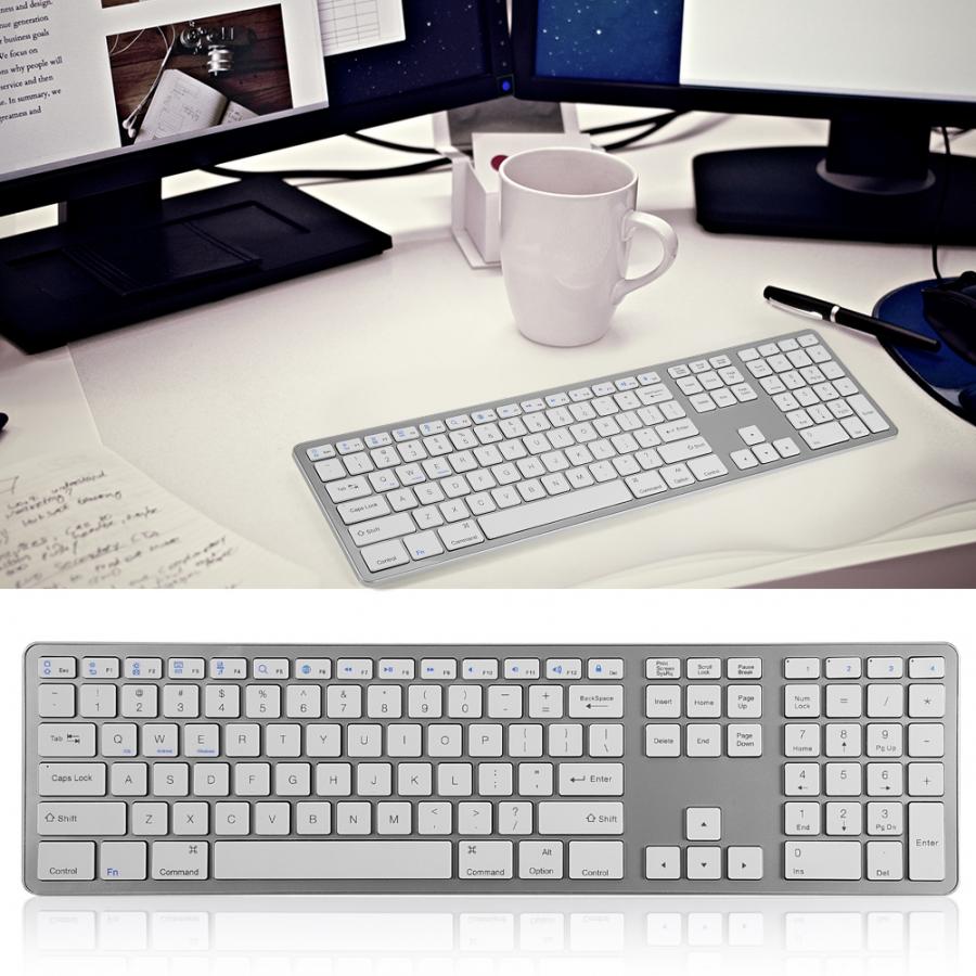 Clavier bluetooth sans fil multi-appairage 104 touches pour pc/ordinateur portable/tablette clavier mécanique ultra-fin pour windows/android/ios