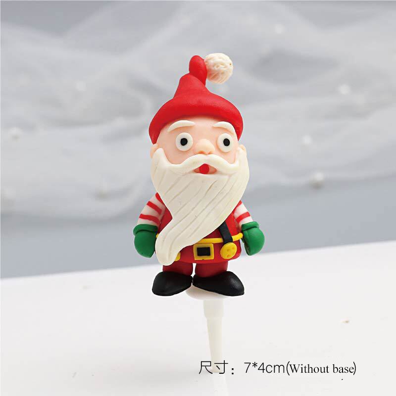Christams party Cake Toppers Soft clay Christmas cake decoration cake decoration cards and Cake Flags Santa Claus and elk