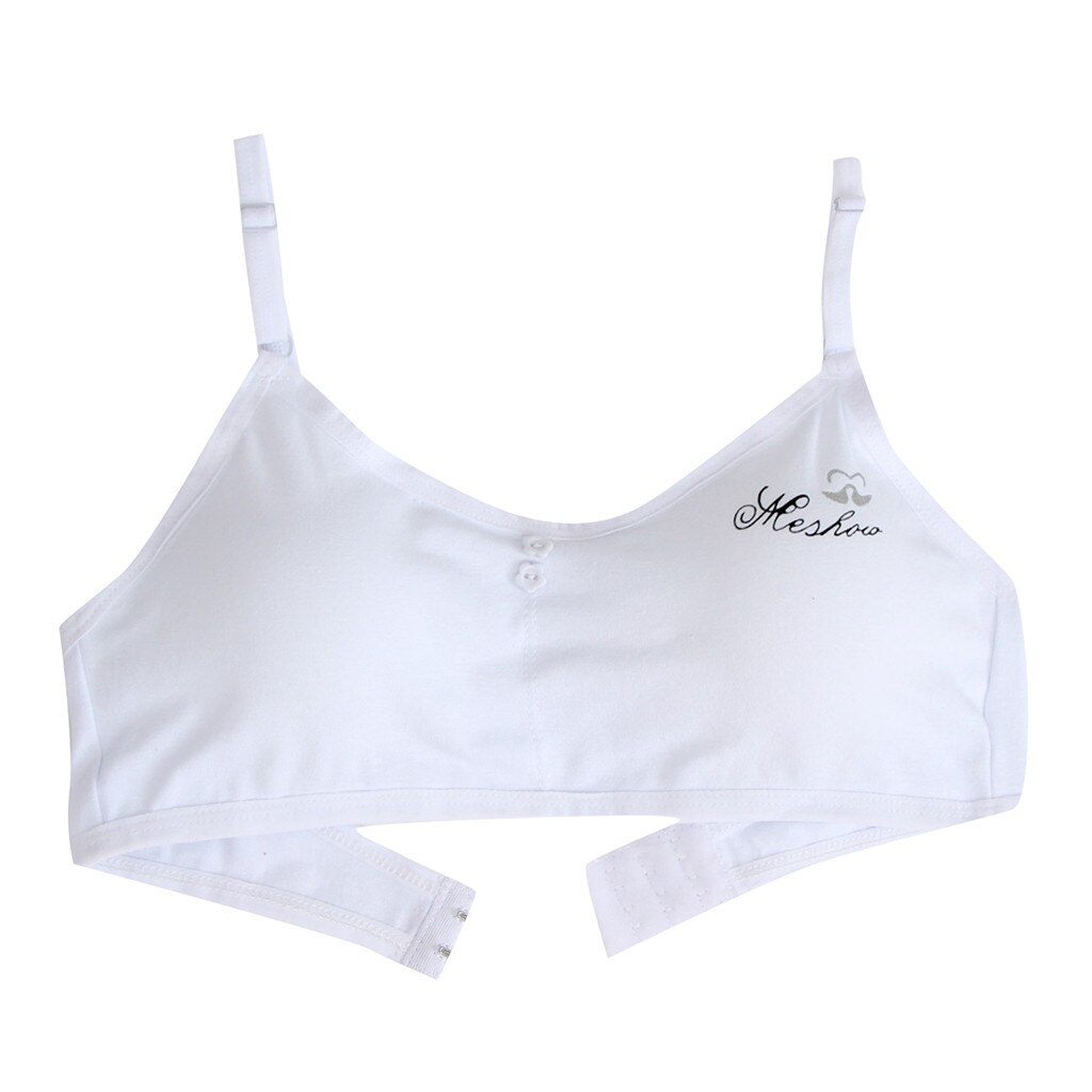 Meisjes Ondergoed Zachte Snoep Kleur Beha Voor Kids Tiener Training Kleine Brief Print Vest Ondergoed Puberteit Kleding # P30: WHITE