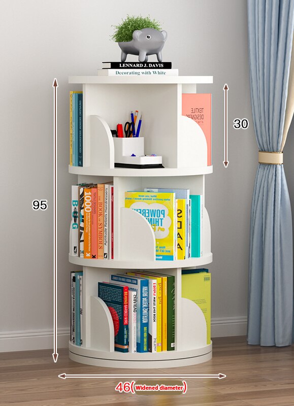 Étagère de rangement à trois niveaux, étagère rotative Simple et créative pour livres d&#39;images de maison: 3 warm white widen